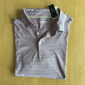 NEW J. Crew Pink and Blue Striped Performance Men’s Polo Shirt